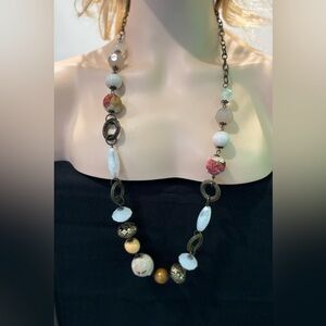 Boho Mixed Bead Statement Necklace - 
Adjustable